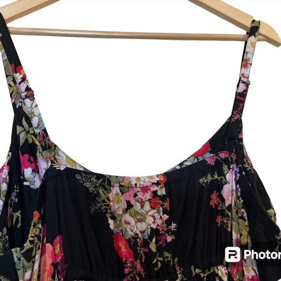 TORRID Black/Pink Floral Spaghetti Strap High-Low Sundress - Size 3 - Picture 4 of 9